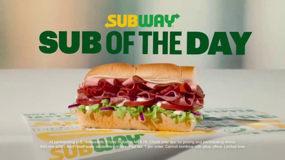 Subway The Subs of the Day: $4.99 (2026 TV Commercial)