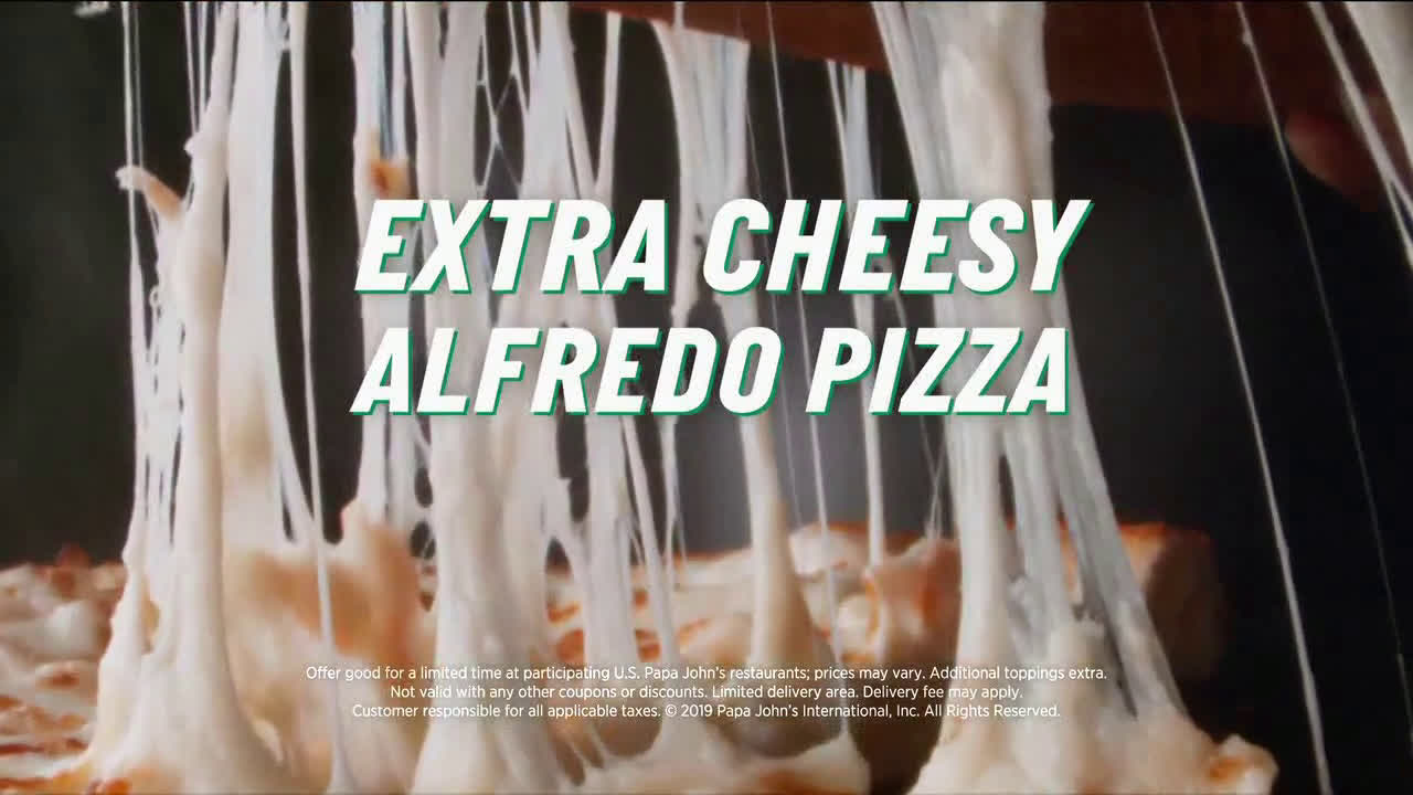 Papa John´s Garlic Parmesan Crust Extra Cheesy Alfredo Ad Commercial