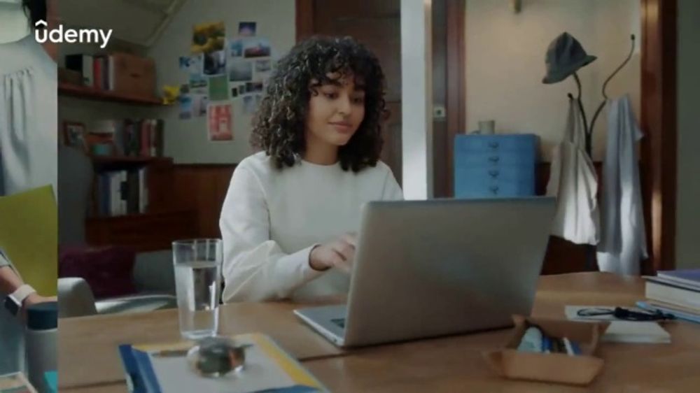 Who is the actress in the Udemy skills training ad?